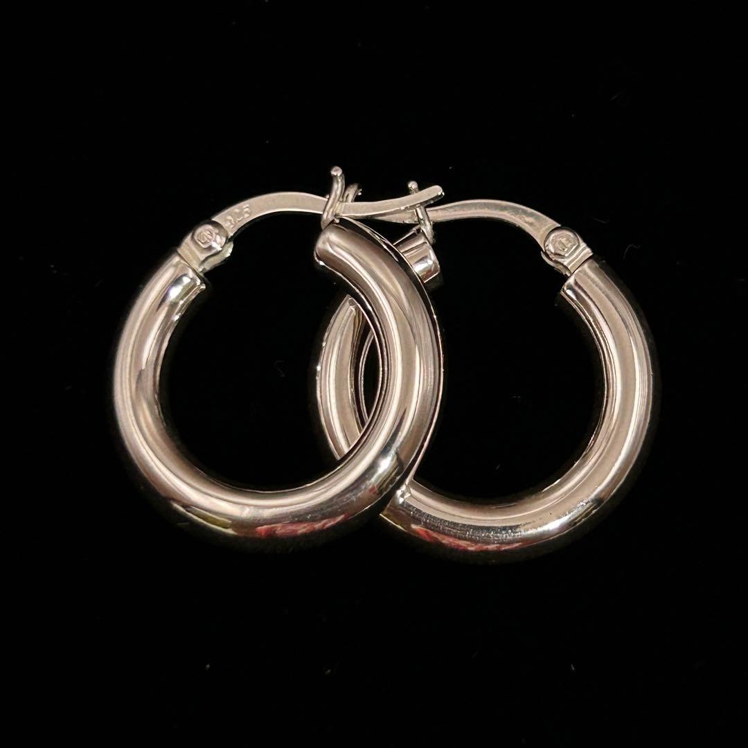 シルバー925 Silver フープピアス/フルハンドメイド/軽研磨仕上げ/両耳