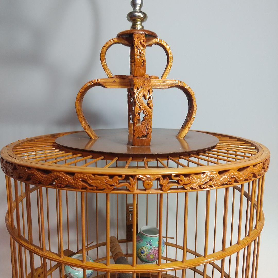 竹製 鳥籠 龍(ドラゴン)の透かし彫 38頭