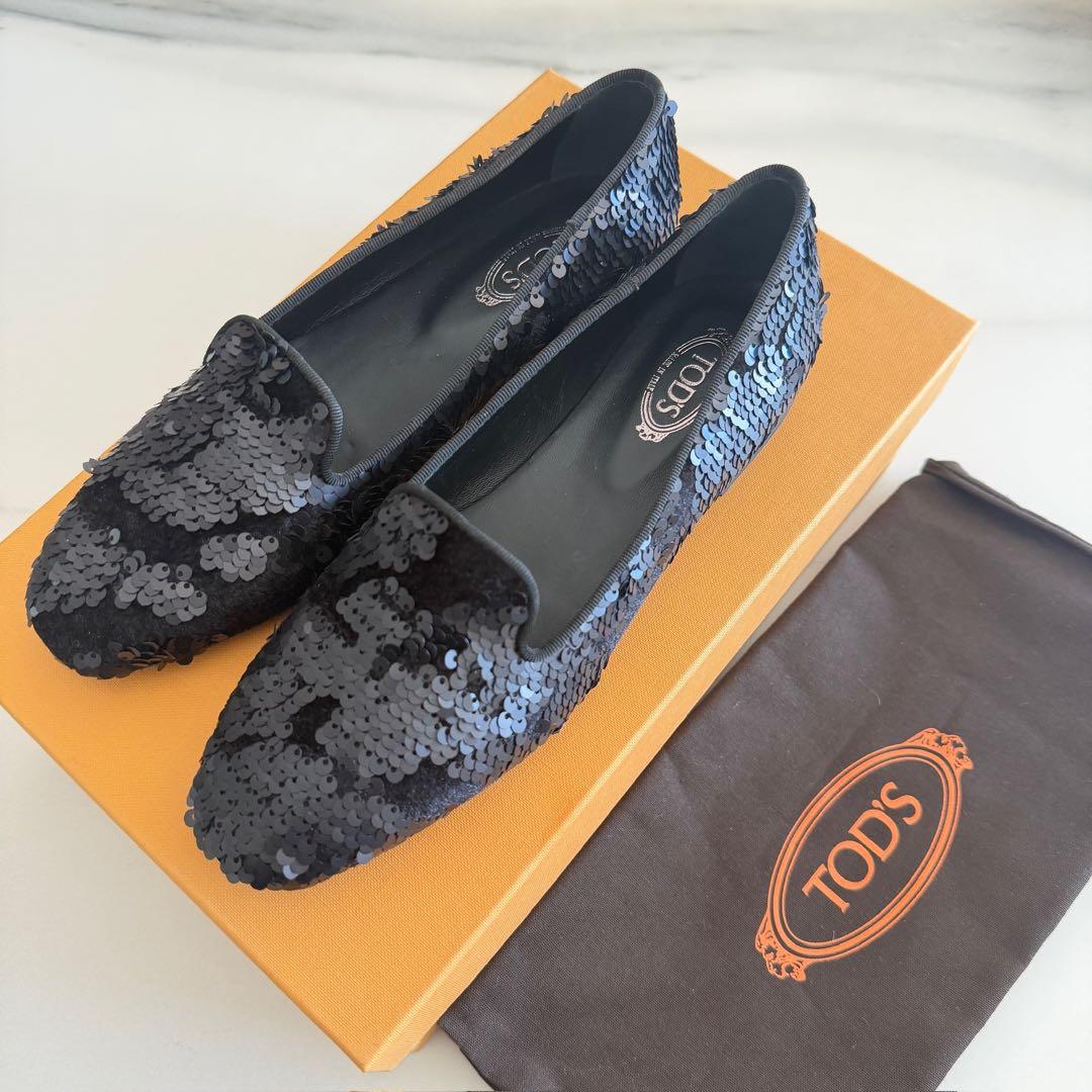 新品★【トッズ】スパンコールフラットシューズ　 35 1/2 パーティー