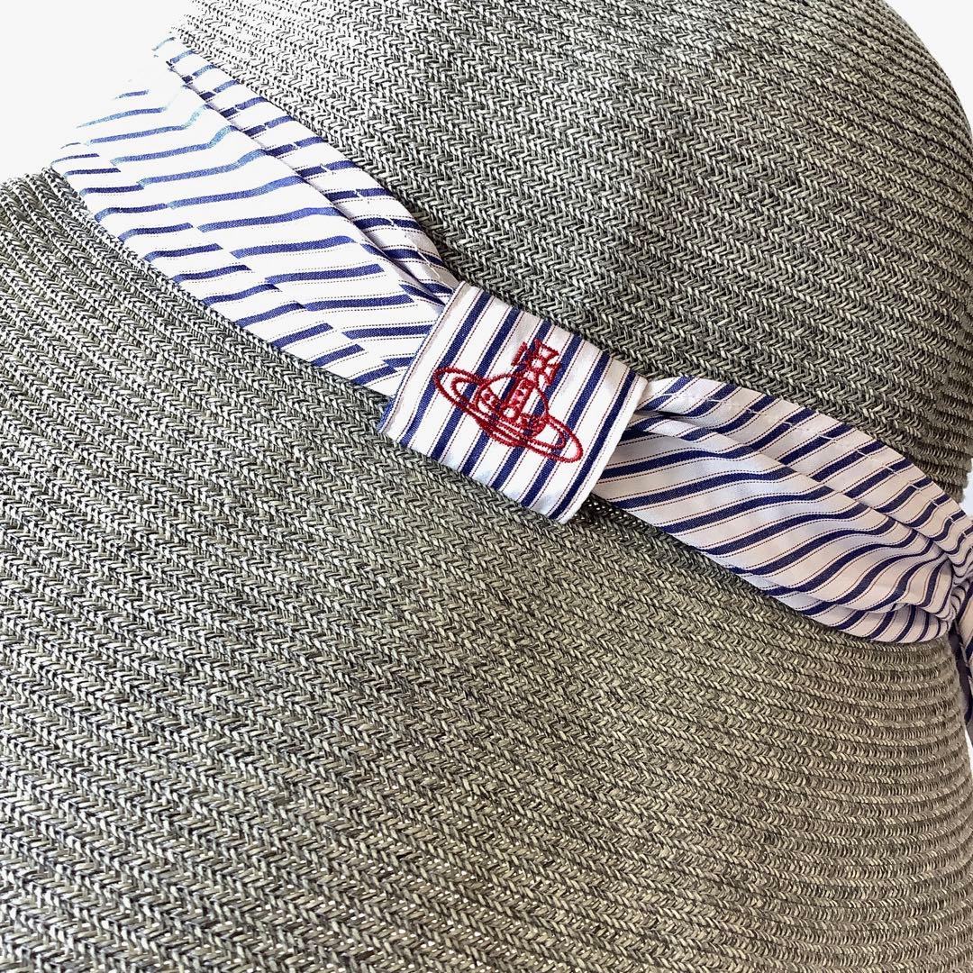 新品★ヴィヴィアンウエストウッド★洗えるツバ広ハット★麦わら帽子クロッシェ日本製