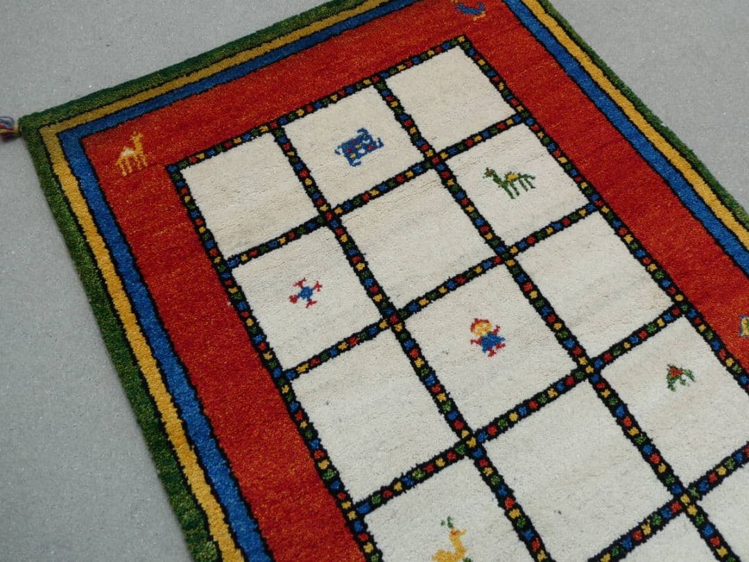 タイムセール　　169×93cm　ギャッベ　ペルシャ絨毯　手織り