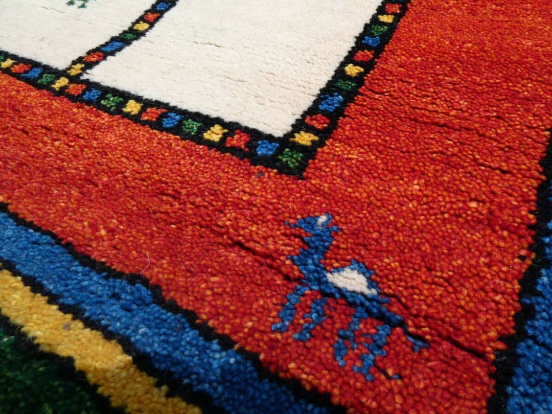 タイムセール　　169×93cm　ギャッベ　ペルシャ絨毯　手織り