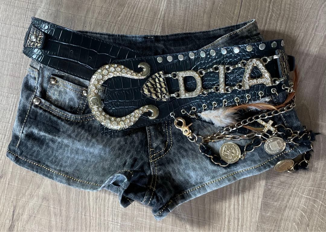 d.i.a.ダイヤ正規品y2kゴールドラメヒョウ柄ジッパーショートパンツsexy