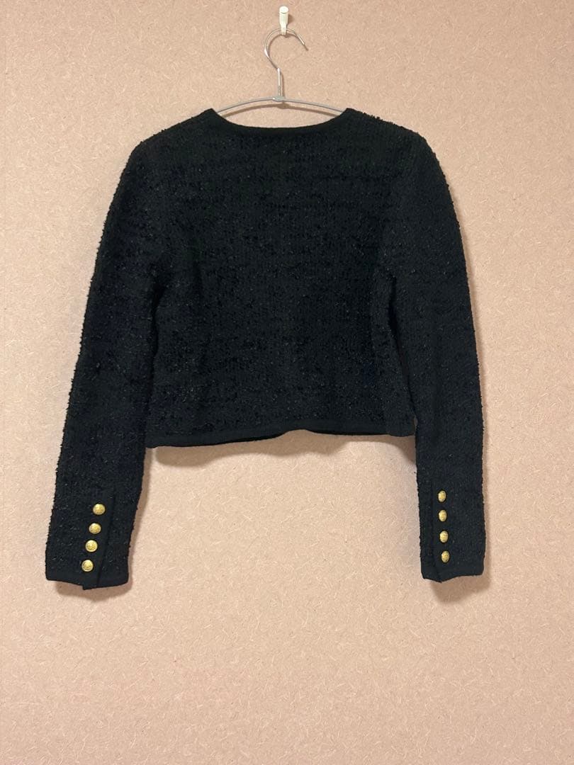 FRAY I.D ミックスツイードニットカーディガン　ノーカラー ブラック 黒