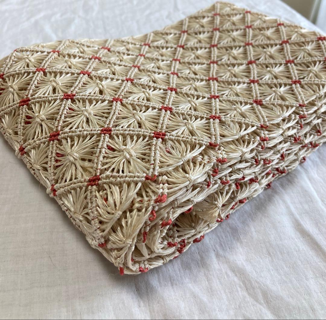 【新品未使用】誉田屋源兵衛　芭蕉半幅帯 芭蕉通風段文　赤ドット