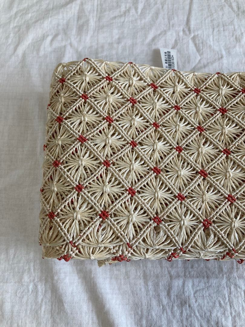 【新品未使用】誉田屋源兵衛　芭蕉半幅帯 芭蕉通風段文　赤ドット