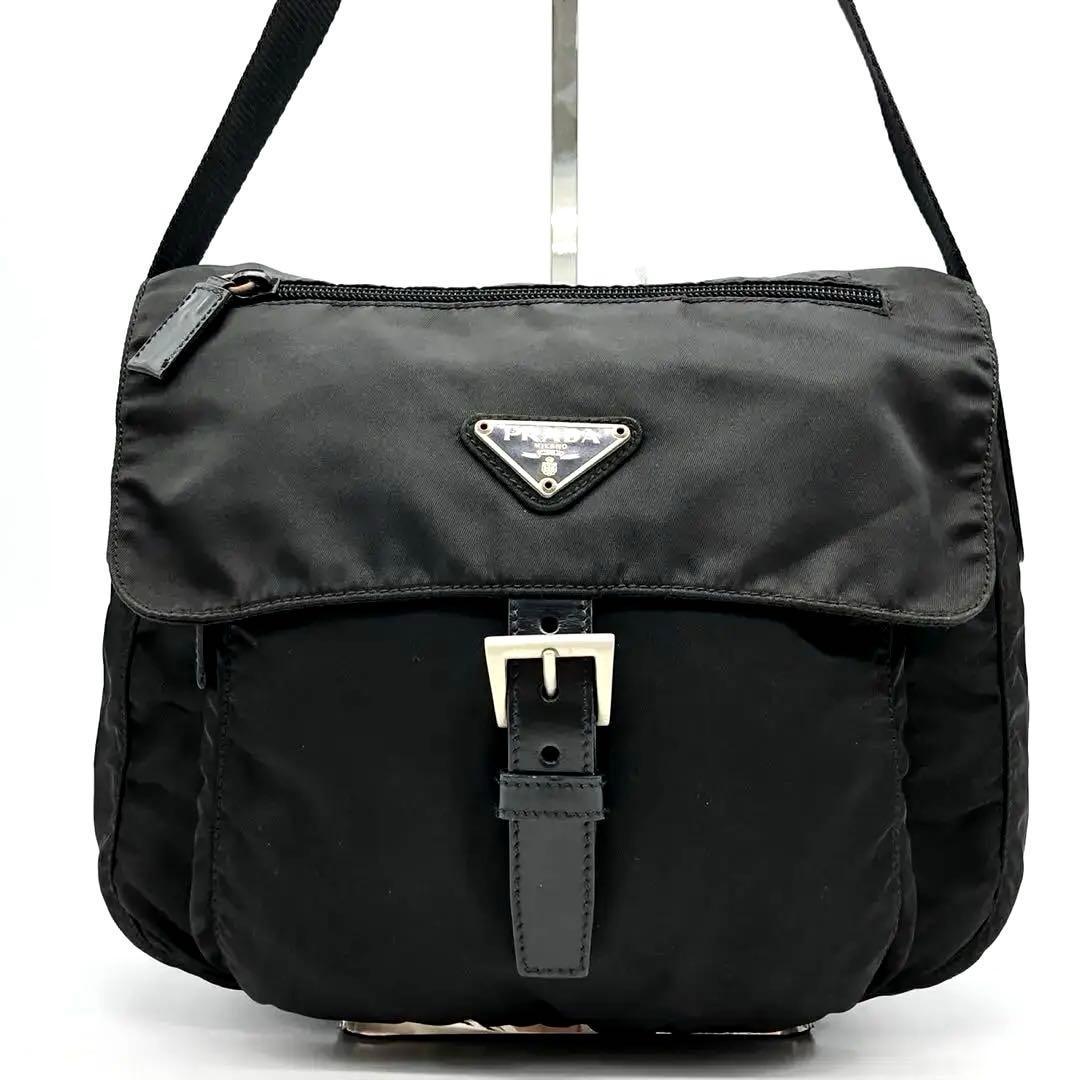 ✨ギャランティ付✨プラダ ショルダーバッグ ナイロン 三角ロゴ ベルト ブラック