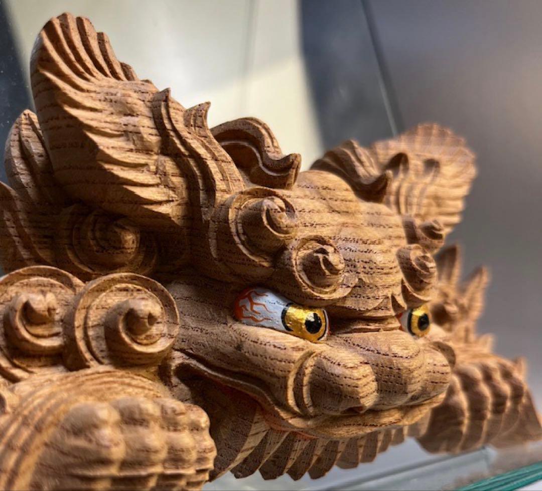 カズシ　【木彫　獅噛み】 だんじり　魔除け　宮彫　悪疫を噛み砕く　欅