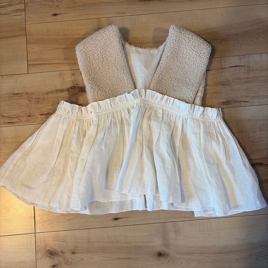 ito fukuoka BOA vest《beige×white》 ボアベスト