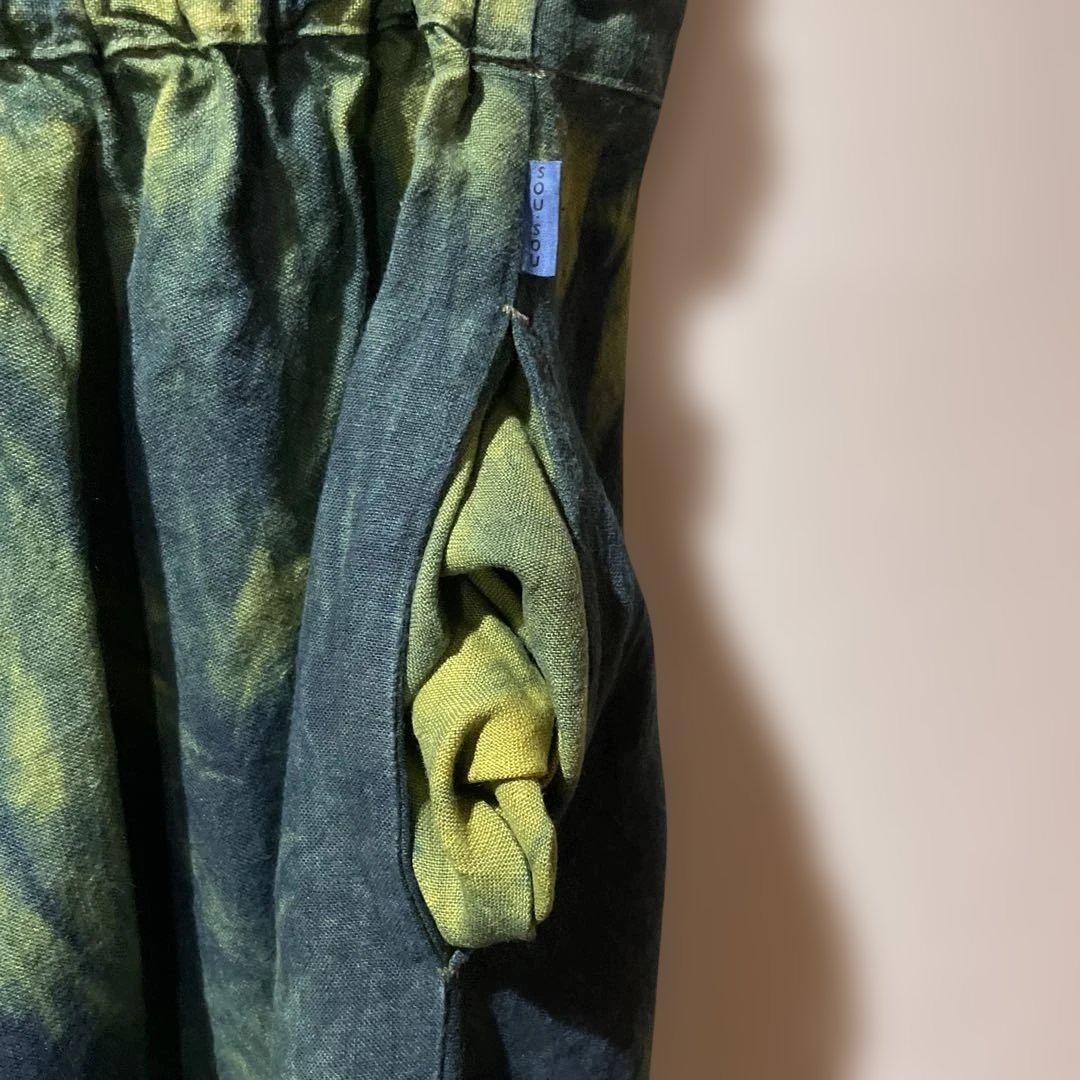 藍染　SOU・SOU 富士　L 麻のパンツ　むらくも染　USED 麻100%