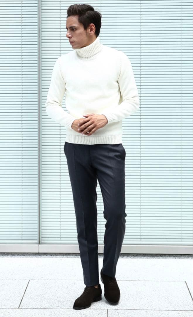 ZANONE 5ゲージ ソリッドウール タートルネックニット　オフホワイト46