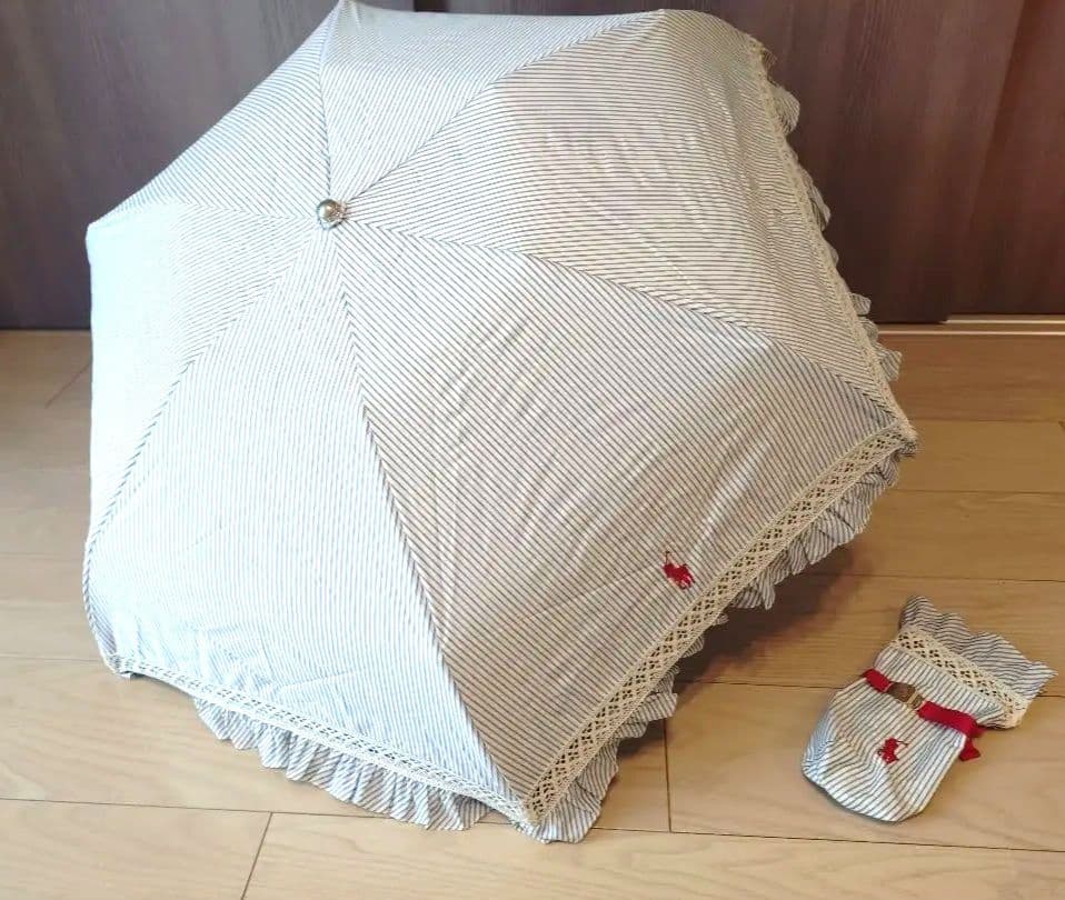 ラルフローレン　晴雨兼用 折りたたみ傘 ストライプ柄