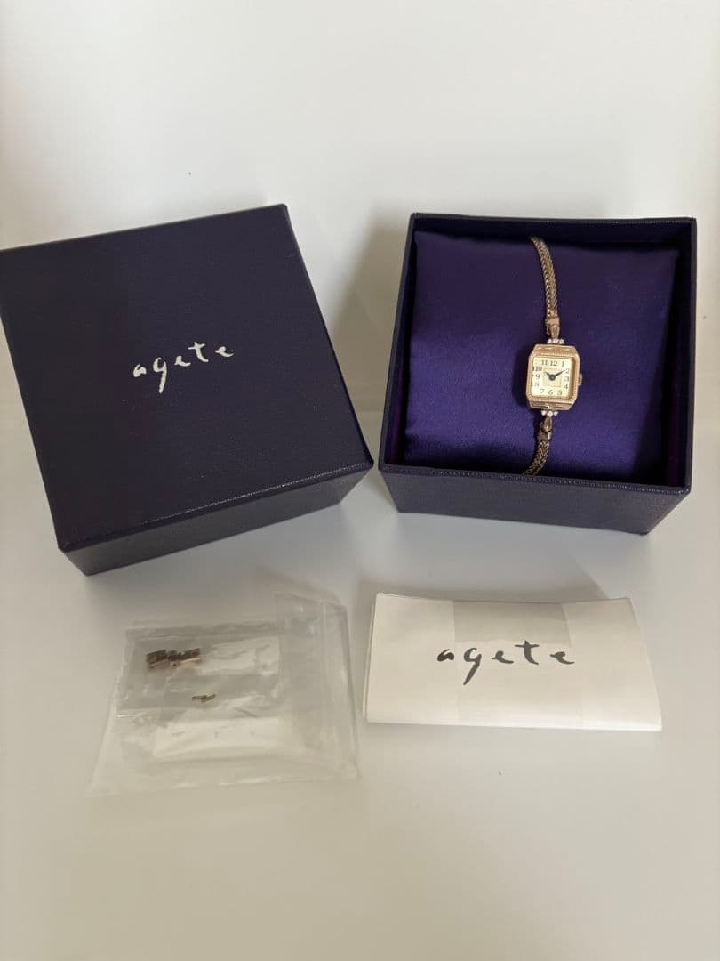 【agete】アガット　スクエアフェイスジュエリーウォッチ　K10ダイヤモンド