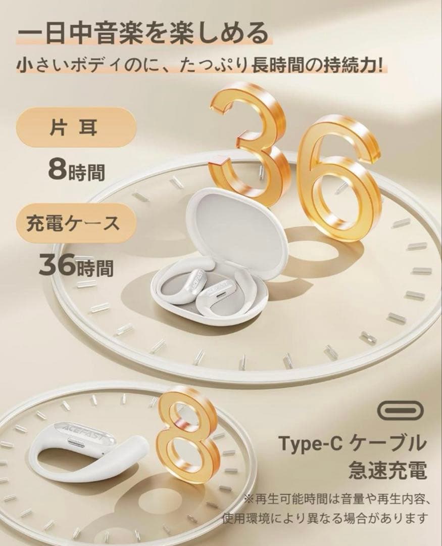 ACEFAST オープンイヤー イヤホン ワイヤレス Bluetooth 5.4