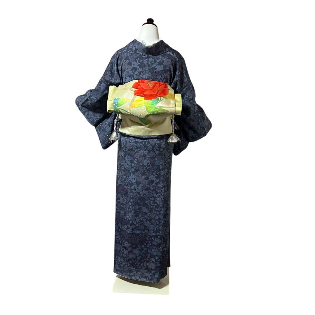 未使用近い　美品　袷　正絹　縮緬　辻が花　小紋　フルセット　４点