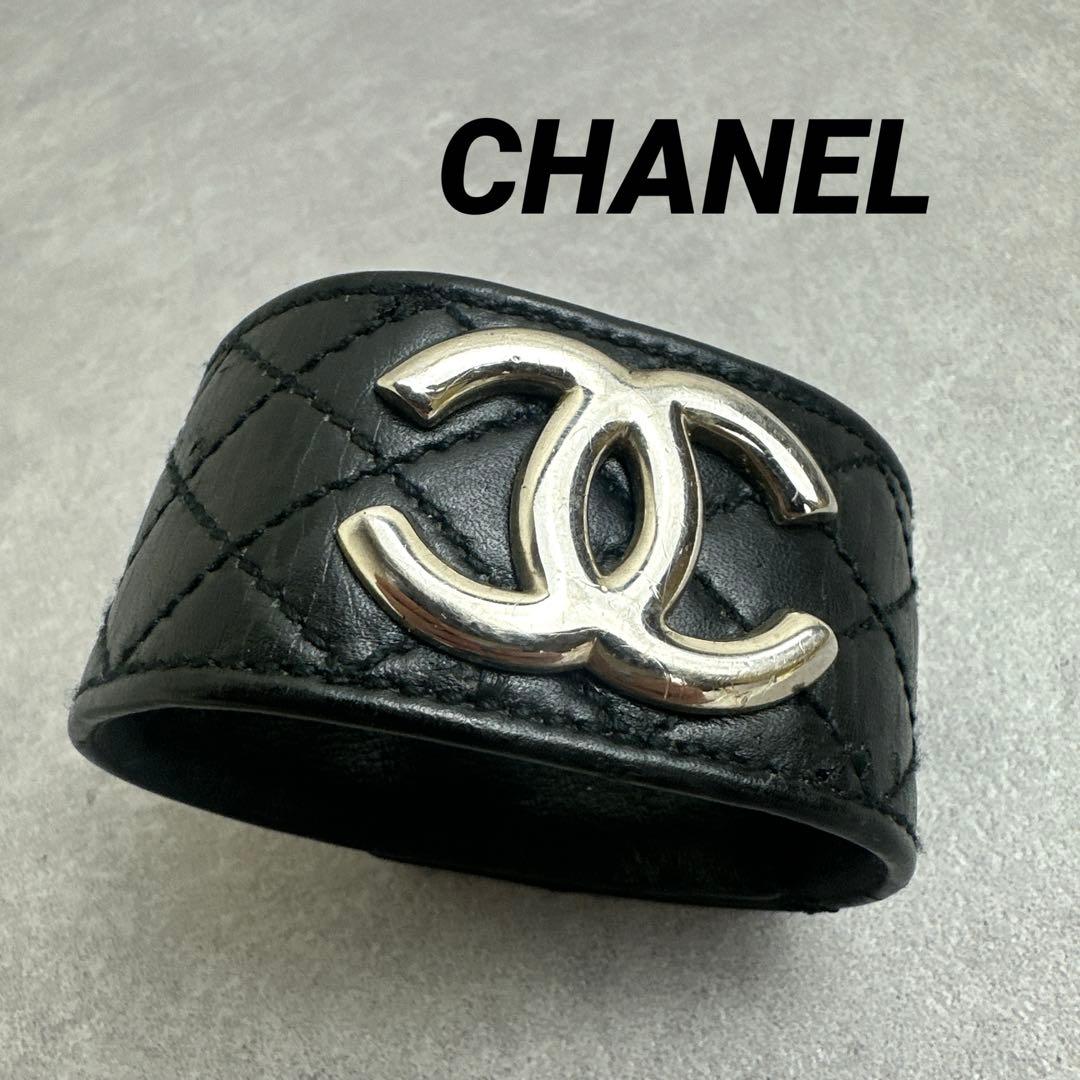 CHANEL シャネル バングル ブレスレット マトラッセ ココマーク ブラック