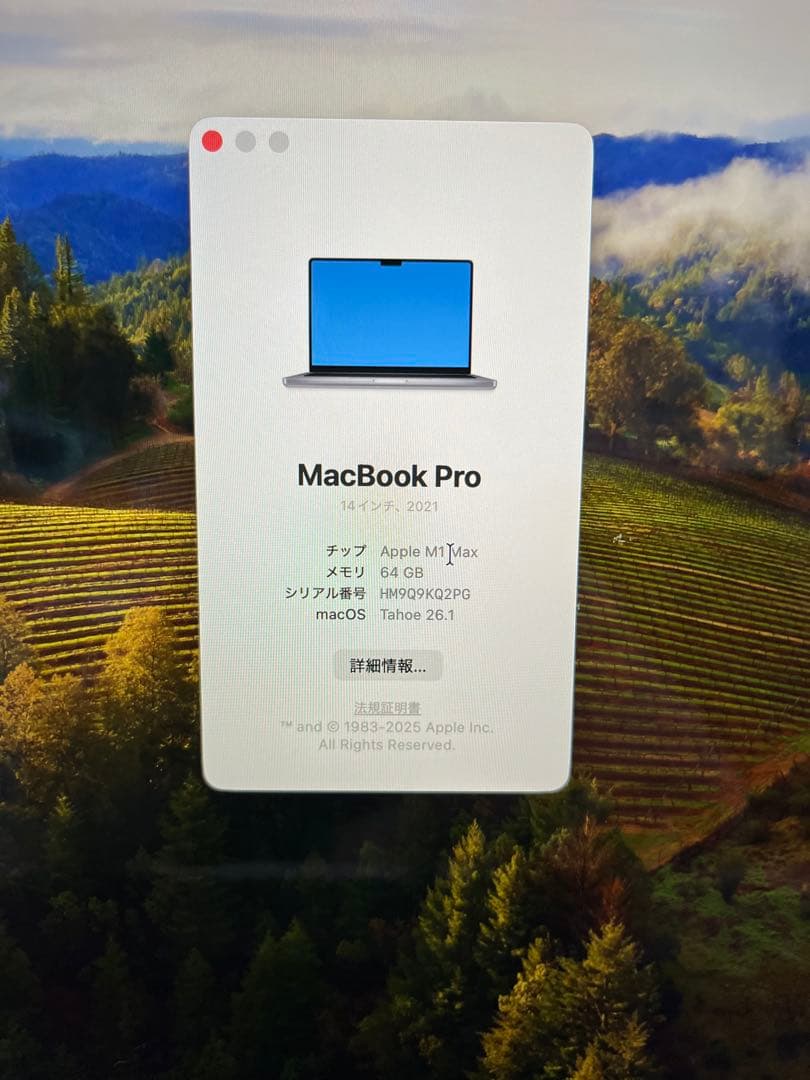 美品 MacBook Pro M1 Max14インチ 2021 1TB/64GB