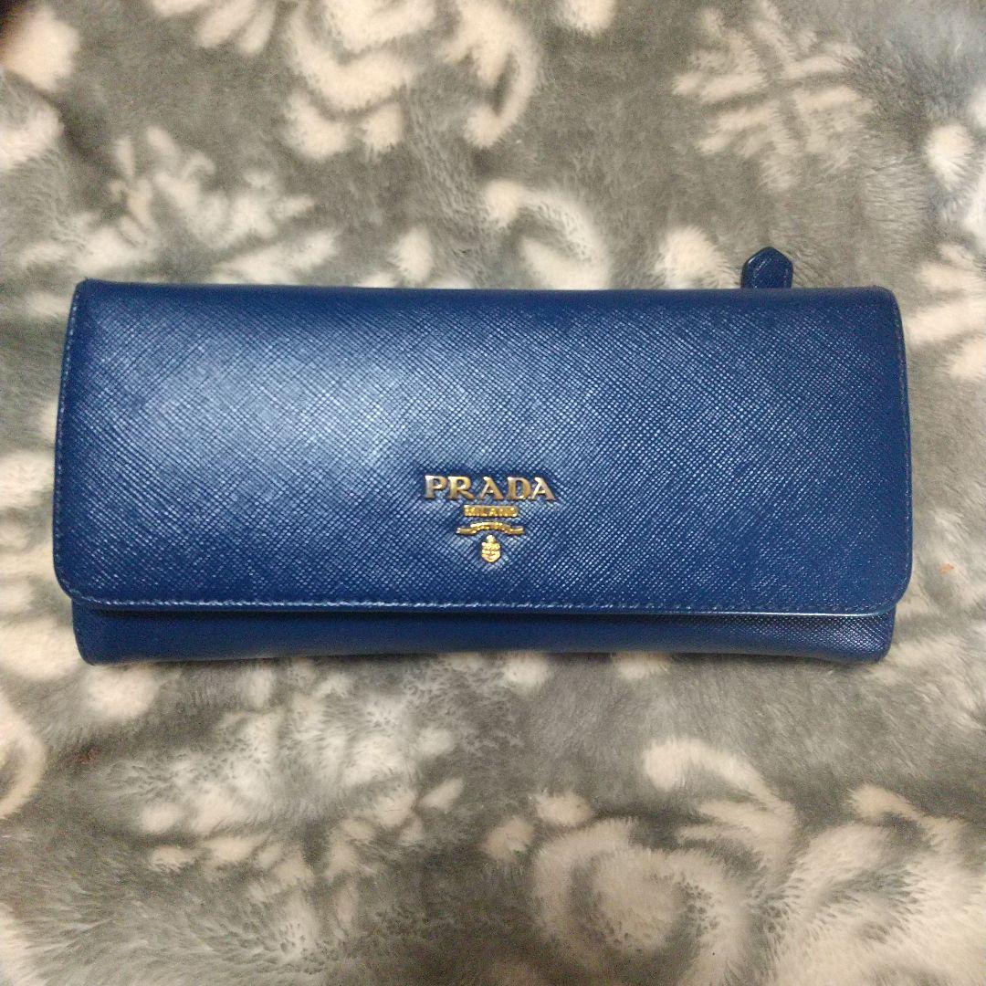 PRADA サフィアーノレザー 長財布 ブルー系
