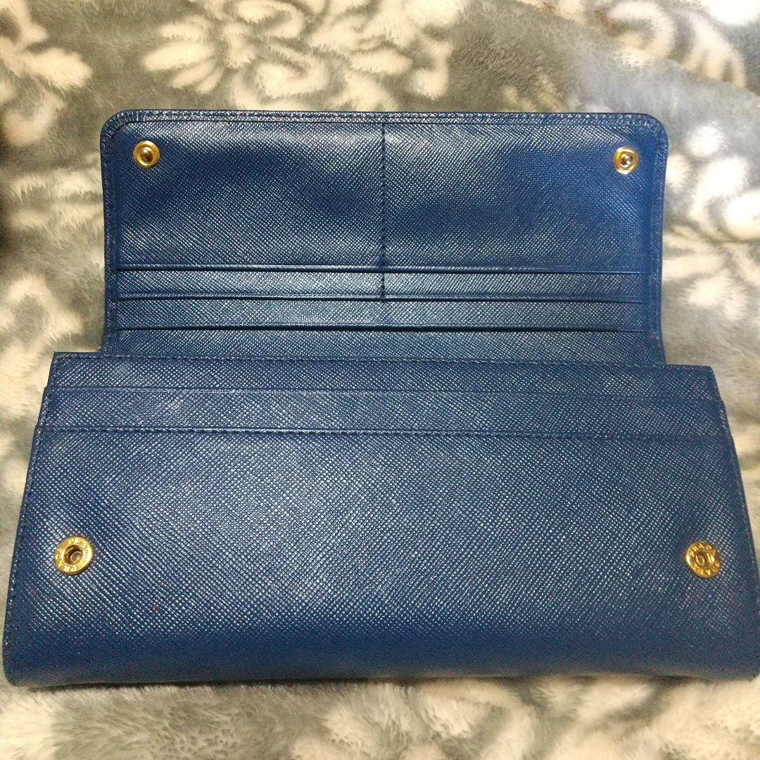 PRADA サフィアーノレザー 長財布 ブルー系