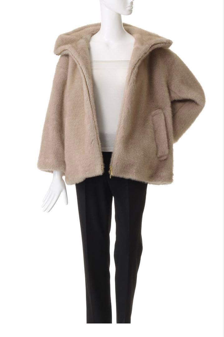 エリオポール　HELIOPOLE ミンク調フェイクファーフーディーブルゾン