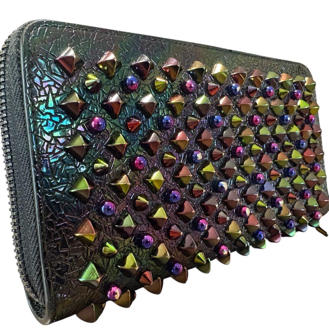 美品 クリスチャンルブタン パネトーネ マルチカラー ラウンドファスナー