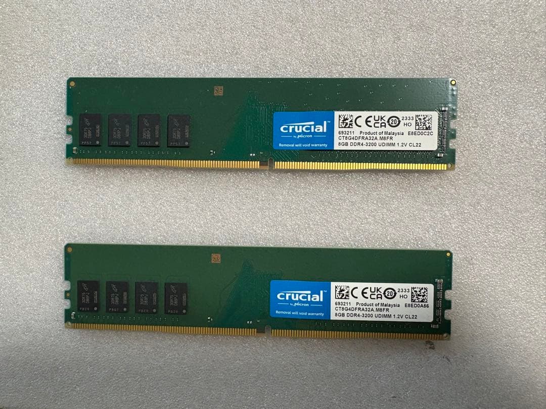 Crucial 8GB x 2枚 デスクトップPC用メモリ DDR4 3200
