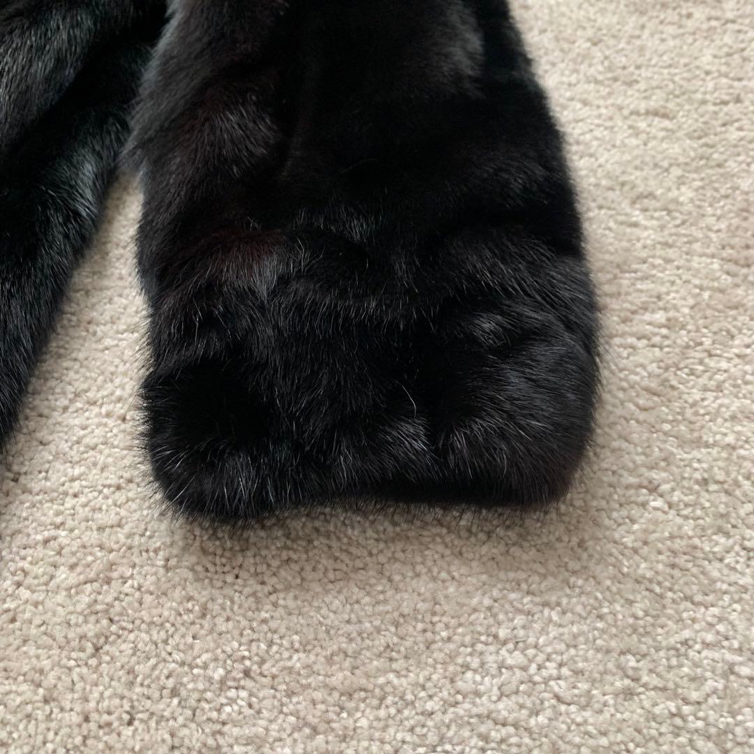 うさぎ　サガミンク　ファー　毛皮　銀タグ　コート　ブラック