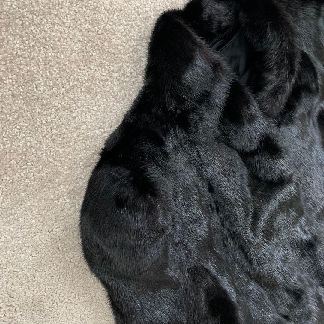 うさぎ　サガミンク　ファー　毛皮　銀タグ　コート　ブラック