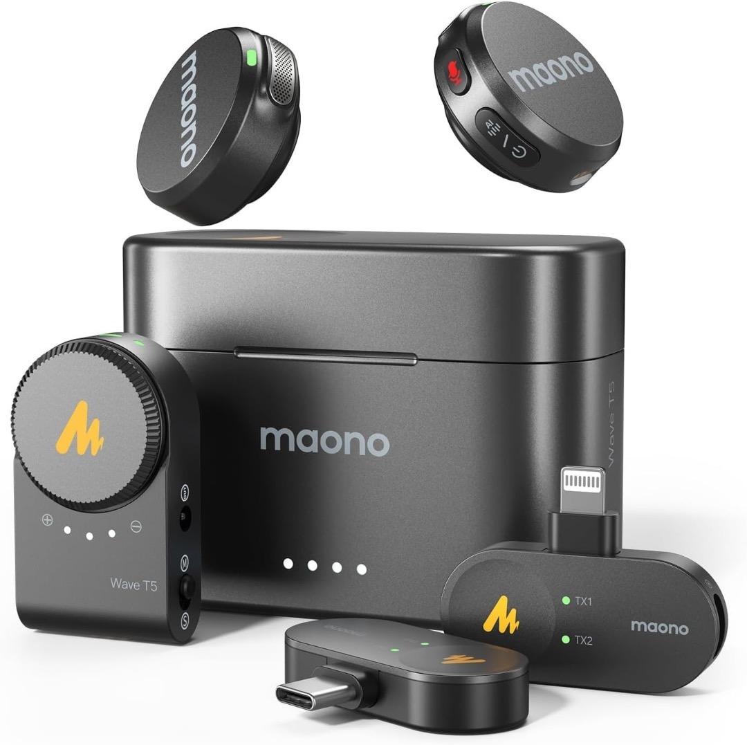 【定価21000円】MAONO ピンマイク-ワイヤレスマイク 充電ケース T5