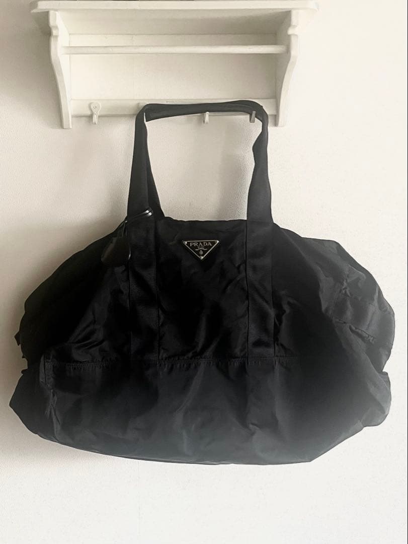 PRADA ボストンバッグ ブラック 三角ロゴ ナイロン 大容量 ゴルフバッグ