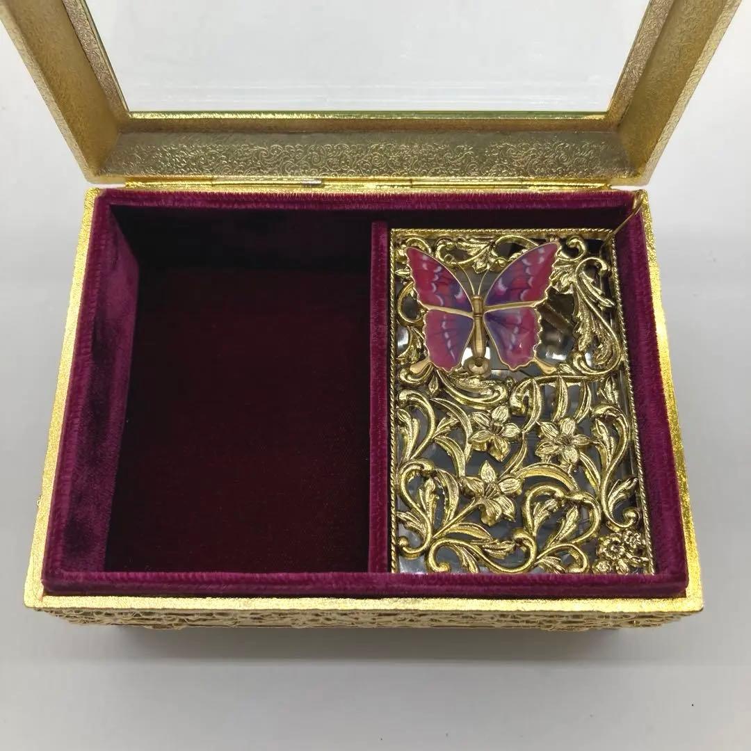 【美品】小樽　オルゴール堂　ジュエリーボックス　蝶々　星に願いを　バタフライ