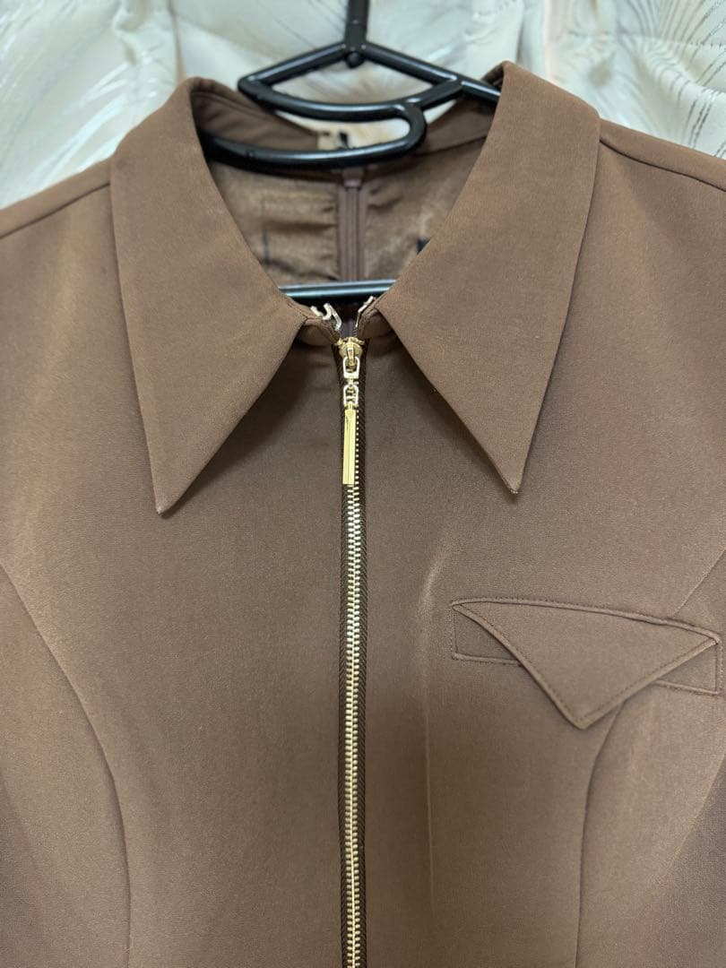 ROBE de FLEURS シャツカラーウエストベルトフレアミニキャバドレス