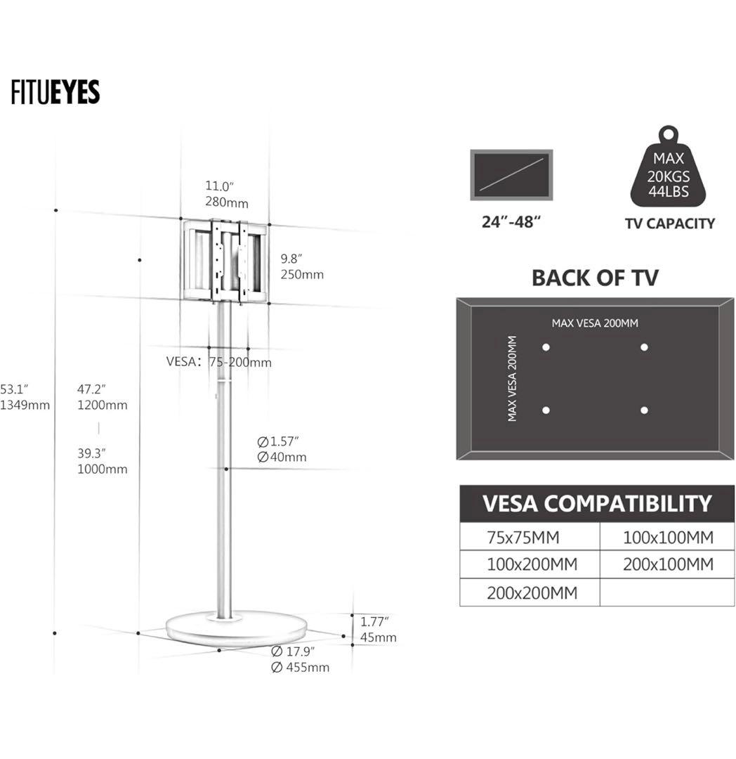 FITUEYES DESIGN テレビスタンド 24～48インチ対応 ホワイト