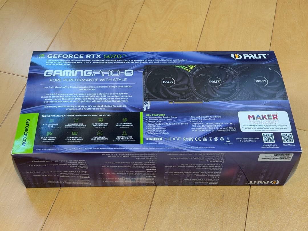 t*a様 中古 Palit RTX5070Ti GamingPro-S 16GB