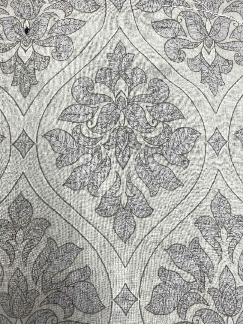 美術サロン浴衣 近江ちぢみ ダマスク柄 綿麻上品 大人の浴衣　ベージュ系