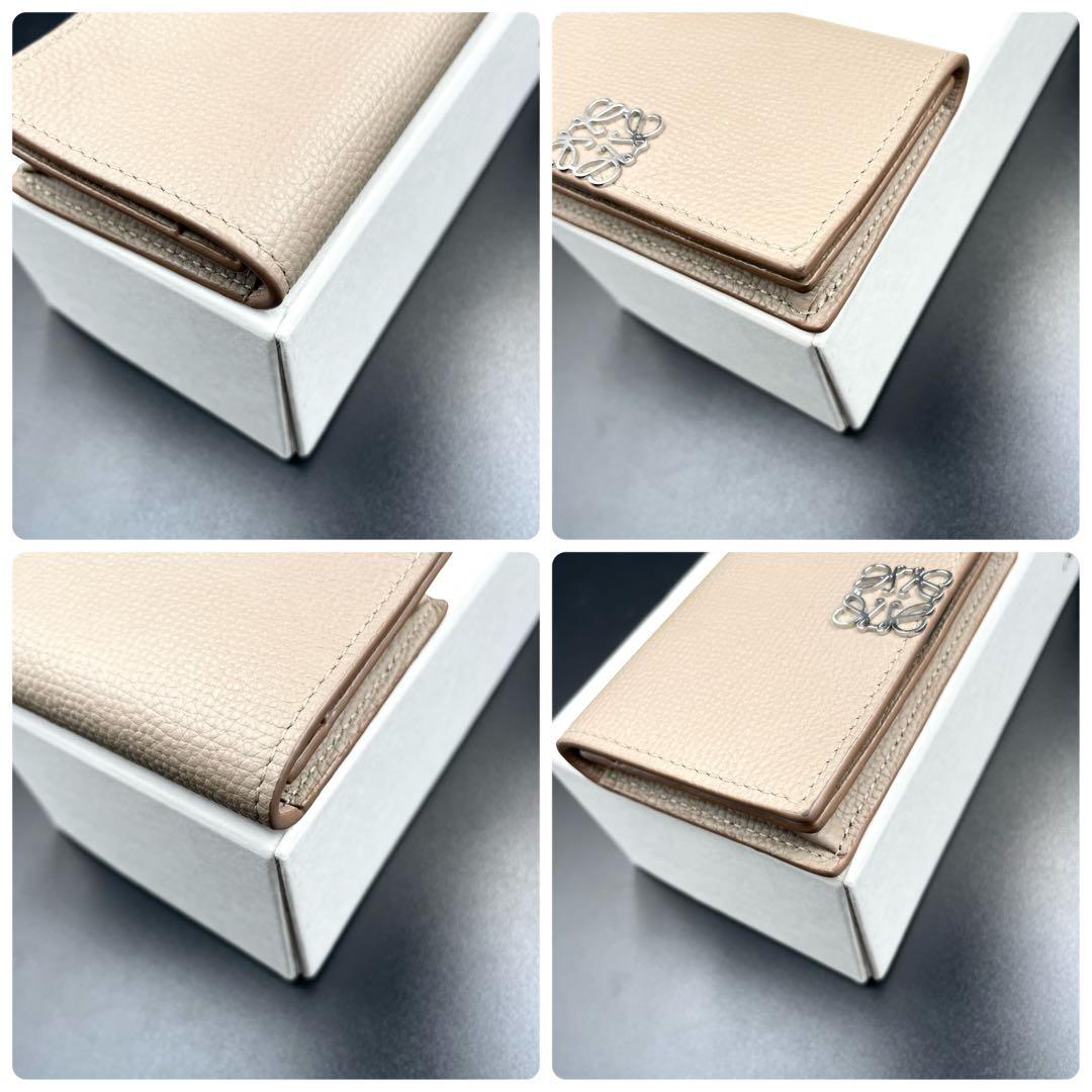 鑑定済・極美品★ロエベ　アナグラム　ビジネスカードホルダー　名刺入れ　ベージュ系