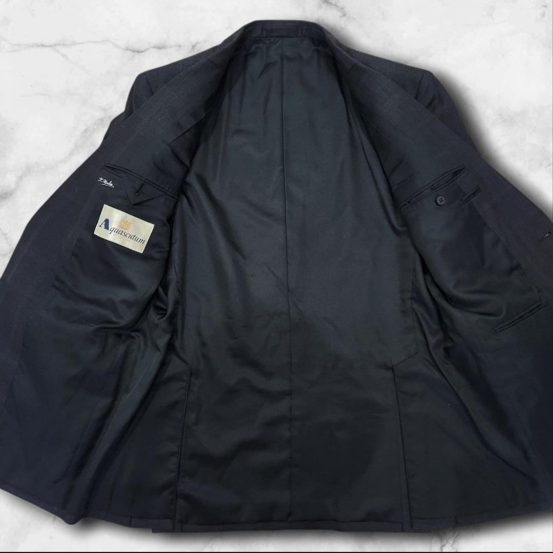 Aquascutum スーツ セットアップ ダークグレー チェック 大きいサイズ