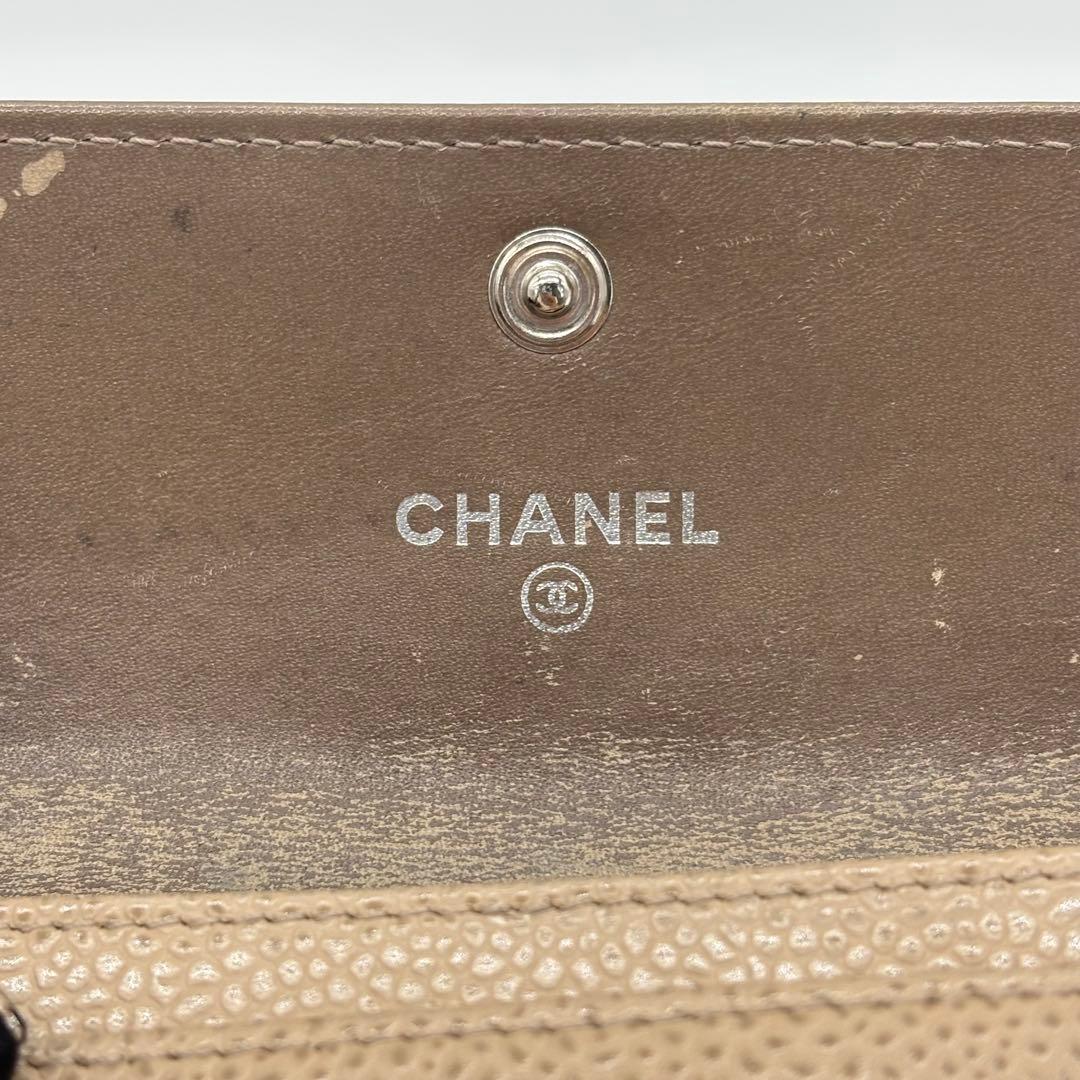 CHANEL カードケース キャビアスキン 17番台 ベージュ
