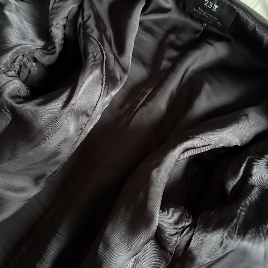 美品・特大✨23区 ノーカラーラムレザージャケット 黒 48 ゆったり