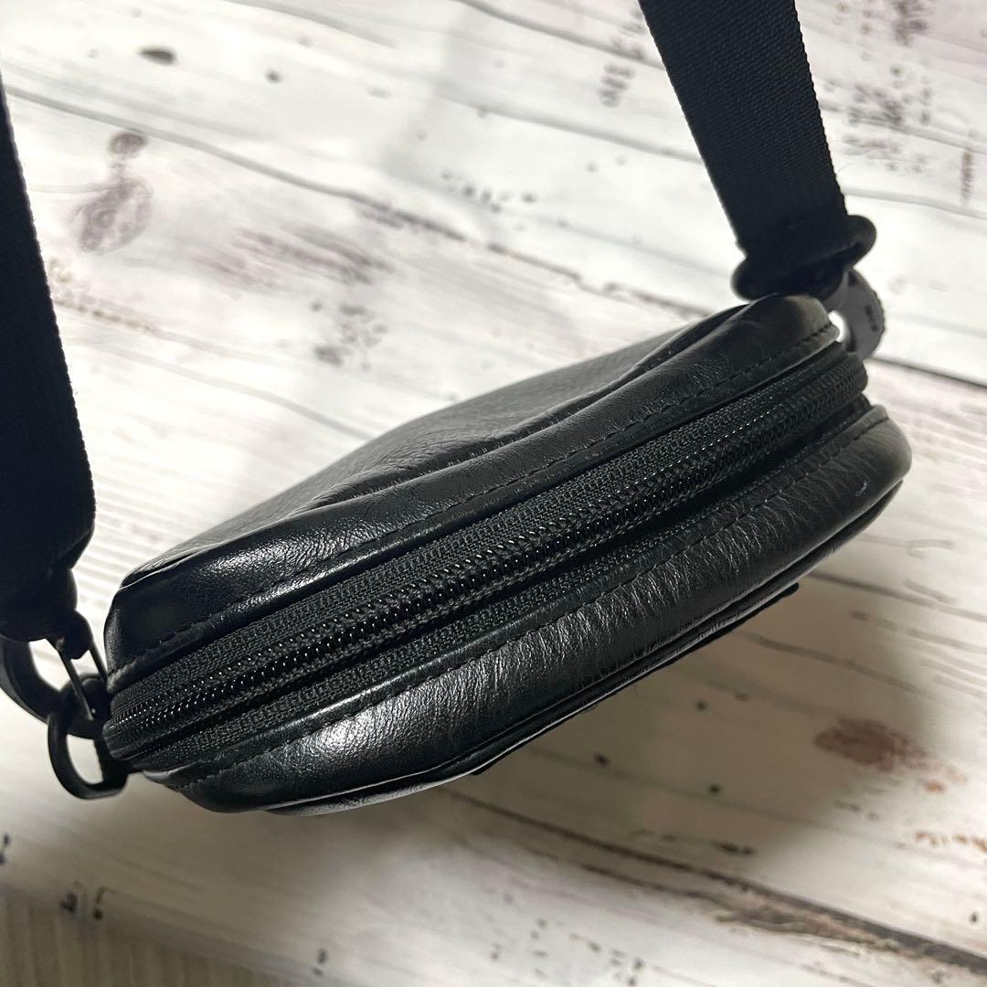 【本革】Supreme ノースフェイス　レザー　ショルダーバッグ　ポーチ　黒