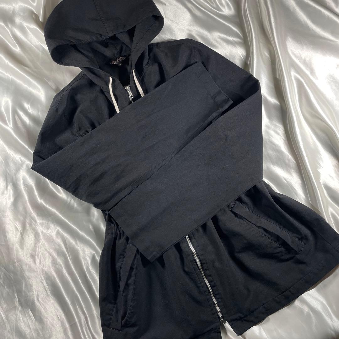 げ*ー様 ブラックコムデギャルソン　ポリ縮絨　製品染め ギャザー　パーカー　ブラ