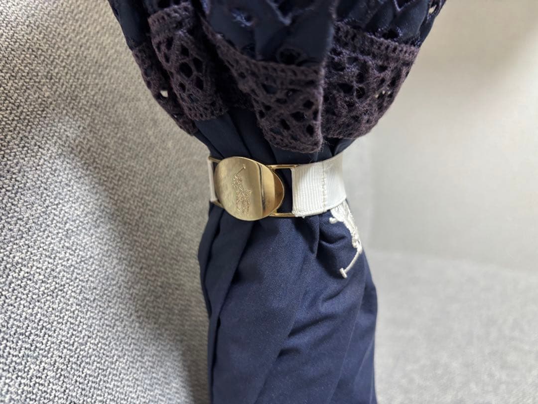 ポロラルフローレンネイビー レース縁取り 日傘