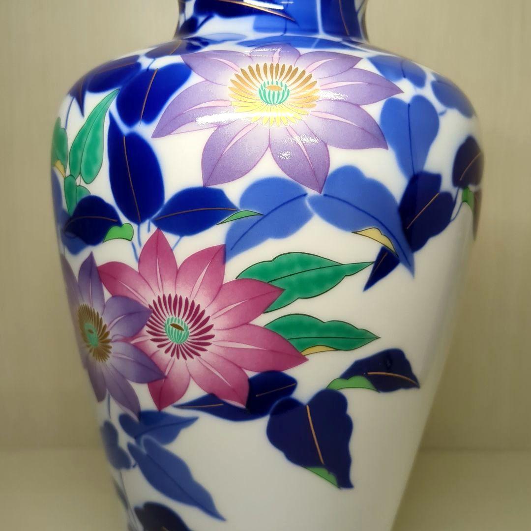 香蘭社　花草　鉄仙花　花瓶　飾り壺　１個　高さ約31センチ