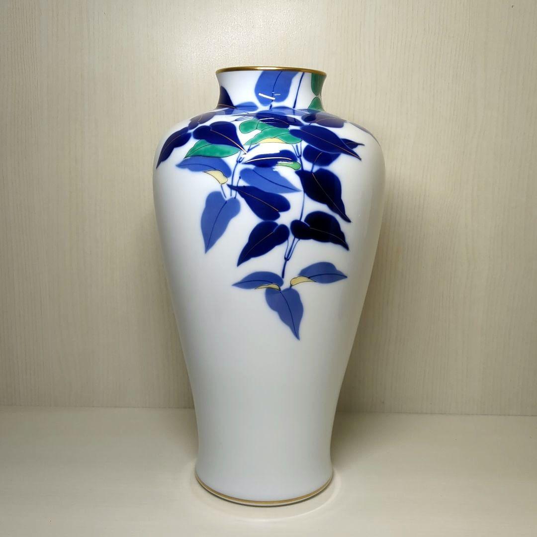 香蘭社　花草　鉄仙花　花瓶　飾り壺　１個　高さ約31センチ