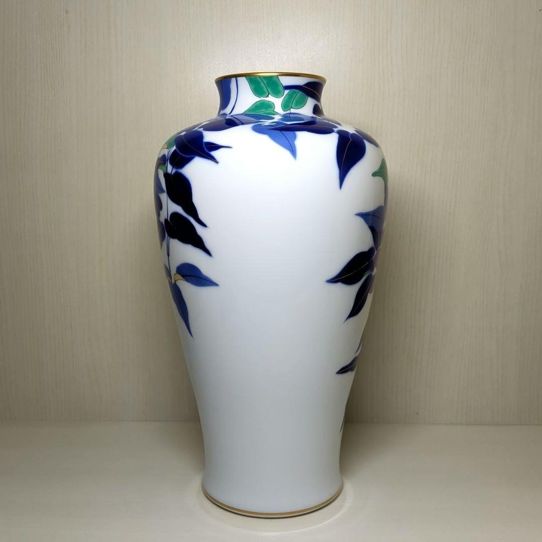 香蘭社　花草　鉄仙花　花瓶　飾り壺　１個　高さ約31センチ