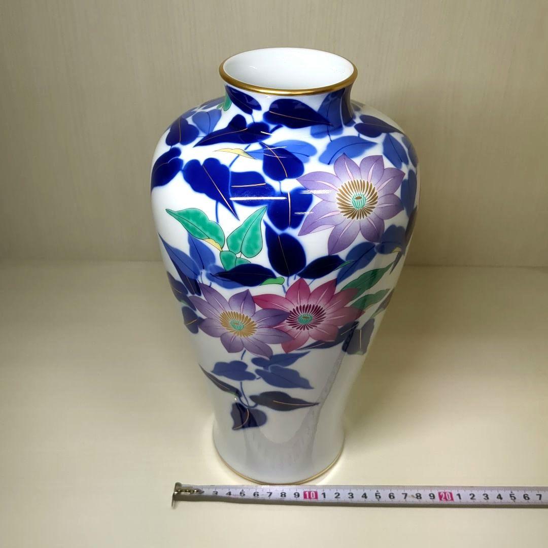 香蘭社　花草　鉄仙花　花瓶　飾り壺　１個　高さ約31センチ