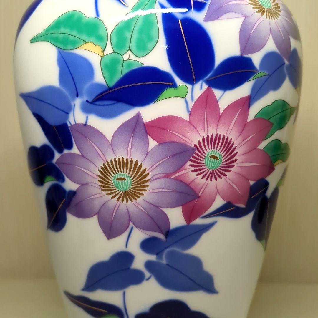 香蘭社　花草　鉄仙花　花瓶　飾り壺　１個　高さ約31センチ