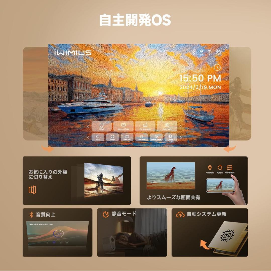 プロジェクター 家庭用 AI自動調整機能Dolby超サラウンド 30000lm