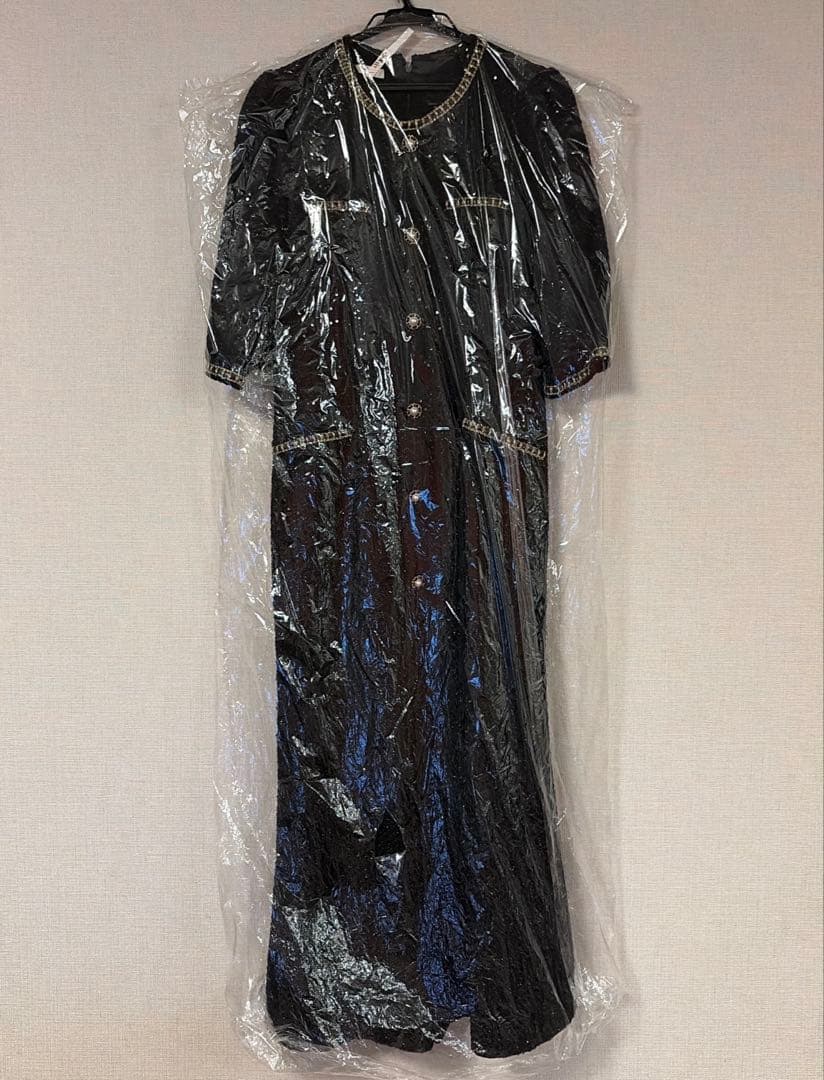 leja ラメツイードレザーパイピングパールマーメイドワンピースドレス