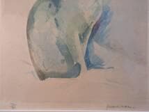 【真作】版画　リトグラフ　青の幻想　猫のポートレート　静かに佇む猫　W2